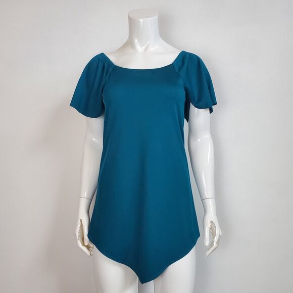 Vintage 70s Teal Tunic Blouse - Picture 1 of 7